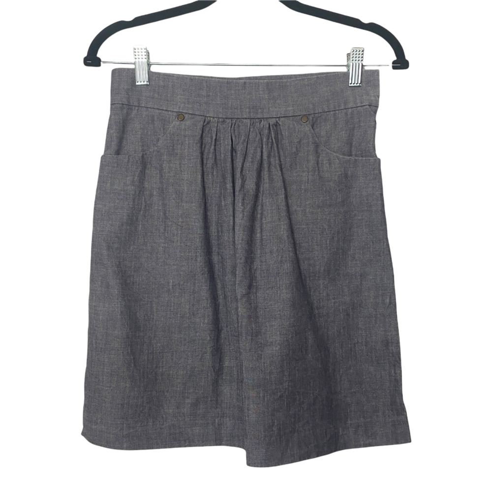 Emerson Fry Lightweight Blue Cotton Denim Pleated Mini Skirt w/ Pockets Size 4
